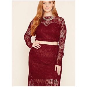 Plus Size Lace Maxi Skirt & Crop Top